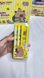 Hộp 12 Bút Gel Xoá Được Hình Capybara Vàng Ngòi Bút 0.5 mm Siêu Dễ Thương Mực Đều Mau Khô