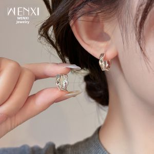 WENXI | Silver Twisted Light Luxury Elegant Style Commuter Ear Hoop