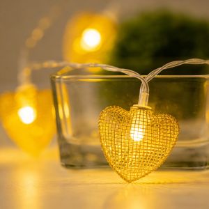1.5M/3M Gold Hollow Water Droplet Light String Battery Powered Suitable For Bedroom Wedding Valentines Day Party Decoration