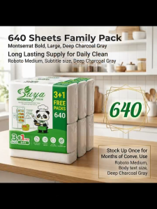 【3+1 FREE Packs】SUYA Tissue Kitchen Paper Towels 190 * 225mm 2 Ply Extra Thick Super Absorbent Dry Wet Use Tissue 640 Sheets 【4 Packs】