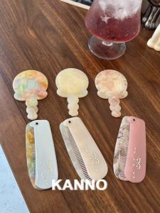 Bộ Chải Tóc Kanno 2025 Mới Thiết Kế Màu Sắc Acetate Cảm Giác Gương Bàn Chải Di Động Học Sinh Chải Tóc Mái Lệch