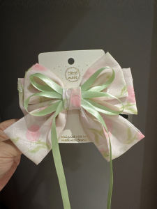 Green Print Large Butterfly Knot Hair Clip Childrens Hanfu Accessory Girls Ancient Costume Hair Clamp Traditional Chinese Style