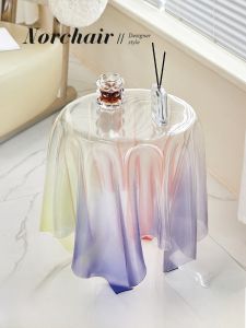 NORCHAIR โต๊ะเหลี่ยม Acrylic Crystal สำหรับโซฟารูดั้งเดิมสไตล์ Scandvinia โต๊ะเล็กสำหรับห้องนั่งเล่นสีสันสดใส