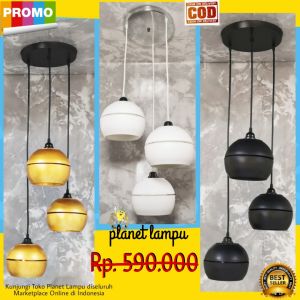 KAP LAMPU GANTUNG HIAS 3 IN 1 MINIMALIS CAFE PLAFON DEKORASI RUANG TAMU VINTAGE MODERN MURAH KAP LAMPU GOLD KAP LAMPU HITAM MOONLIGHT