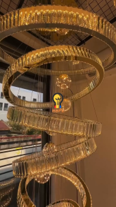 2026 New Modern home decoration crystal chandelier stair Pendant lamp living room Pendant lights