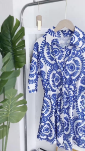 Summer Printed Button-Down Shirt Jumpsuit Casual Vacation Jumpsuit For Women L2964