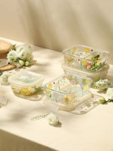 LOTUS BLUE | Portable High Borosilicate Microwave-Safe Glass Lunch Box