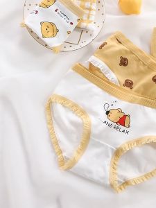 cartoon bear waist breathable underwear Pooh Bear Cute Bear Lace Girl Underwear Pure Cotton Mid-waist Ladies Panties Cartoon Shorts Womens