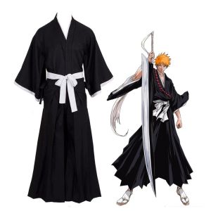Carlanisa Bleach Kurosaki Ichigo Cosplay Costume Traditional Japanese Male Kimono for Adults