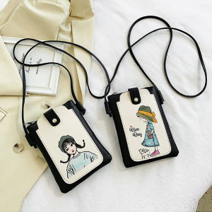 Cute Mini Crossbody Shoulder Phone Bag for Women Fashionable Korean Style Versatile Fresh Print Design Youth Suitable PU Material