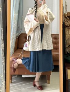 Original Hanfu Song Dynasty Ming Dynasty Mixed Style Jacket Aircraft Sleeve Daily Horse Tail Skirt Embroidered Fabric Autumn Winter Hanfu