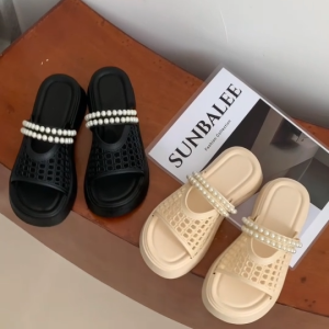 MAKATA✨ รองเท้าสายคาดประดับมุก รองเท้าแตะแบบสวมผู้หญิง SHO-829 งานยางนิ่มเบา ใส่สบาย✨