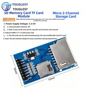 TOUGLESY | Micro SD Socket TF Card Reader SPI Interface Module 5V 3.3V
