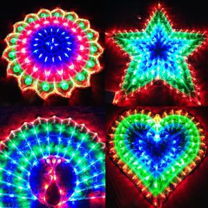 Christmas Led Parol Light Peacock Sunflower Love Star Lantern Seasonal Lamp Outdoor Decoration
