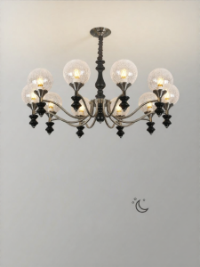 FANZHEN | American Vintage Wood Ice Crack Glass Chandelier