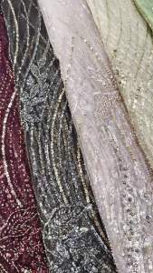 African Nigerian Elegant Velve Fabric Newest French Tulle Lace Fabric heavy Beads with Sequins 5 yard Party Wedding Dress M344-1