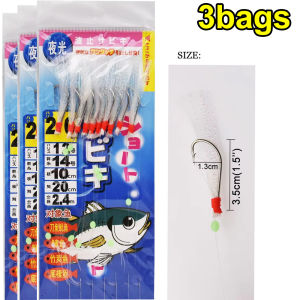 3Bags/lot Green String Hooks Rig Sabiki Fishing Lures Baits 10 Hooks a bag Saltwater Mackerel Bass Hooks Tackle Pesca De