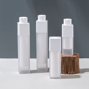 15/30/50ml Square Rotating Refillable Vacuum Bottle Cream Lotion Bottles Liquid Dispenser Cosmetic Perfume Essence Spray Fine Mist Airless Pump Sprayer Travel Portable Bottles