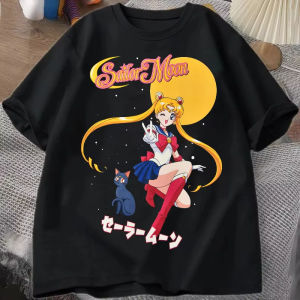 Bandai | Sailor Moon Retro 90s Anime Graphic T Shirt Summer Cotton Men Women Tee Streetwear Casual Trend Short Sleeve Couple Hip Hop Top