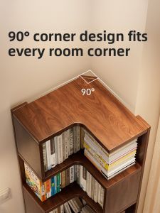 Modern Minimalist Solid Wood Corner Bookshelf Floor Standing Living Room Picture Book Rack Multi-layer Simple Storage Cabinet