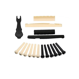 R.E. ชุดพลาสติก กีต้าร์โปร่ง นัทบน หย่องล่าง หมุดพิน สีขาว Guitar accessories
