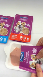 Puppy Wet Food Pouch: Nutritious Snack for Growth  Enriched with Essential Nutrients for Healthy Growth （130g x12Bag）