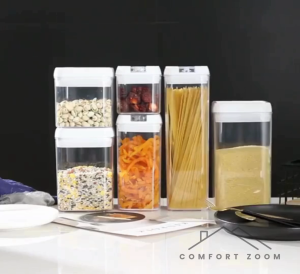 Airtight Food Storage Container with Lid / BPA Free Clear Plastic Cereal Container with Lock Lid
