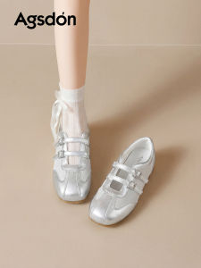Agsdon | New Summer Silver Ballet Flats Sport Mary Jane Shoes for Women