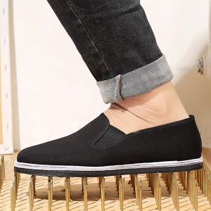 Mens Spring/Summer Canvas Shoes with Multiple Layers Sole Slip-On Thick Rubber Sole