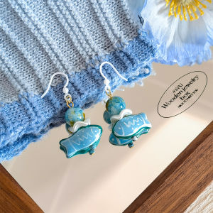 Bioceramic Fish Shaped Earrings Womens Fashion Jewelry Allergy Free Ear Caring Hole Blue Cute Girls Sweet Ear Decorations