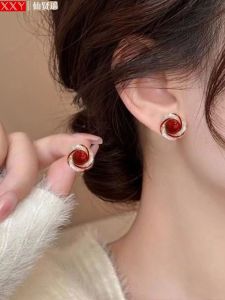 Elegant Red Pearl Stud Earrings for Women Mini Fresh Style Fashionable Small Size Jewelry Accessory by Xianxianyao 2025 New Collection
