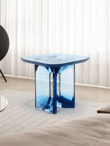 Luxurious Italian Style Acrylic Coffee Table Side Table for Living Room Balcony Transparent Resin Square Corner Table Artistic Feel