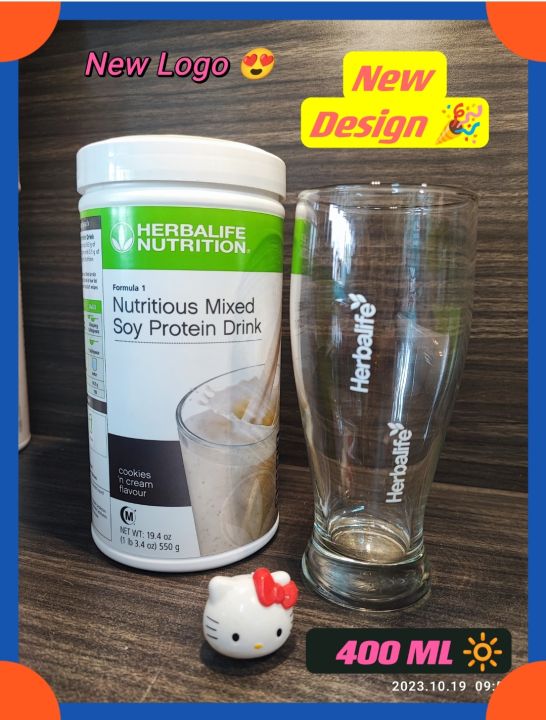 🔆New Logo New Design 👑🔥Herbalife Nutrition Glass Cup water 👉400ML Shake ...