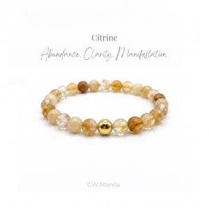 CW Manila - AD0NIS Stretch Bracelet - Citrine Stone Beads 6mm with Spacer - Semi-Precious Stones Stretch Bracelet