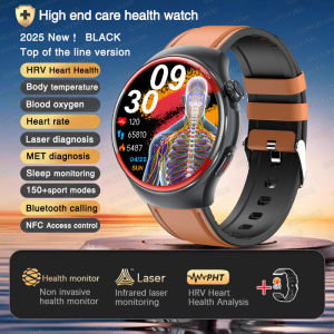 2025 New Professional Health Care Laser Monitor Smart Watch Men Women Blood Pressure Heart Rate Oxygen Bluetooth Call NFC Watchs