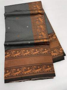 PURE BANARASI COPPER ZARI WEAVING STUNNING BLACK COLOUR SAREE WITH HEAVY BROCADE BLOUSE