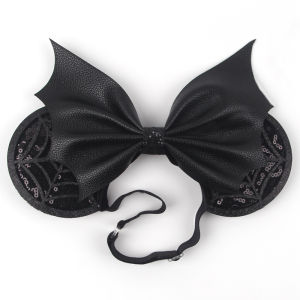 Disney | Halloween Mouse Ears Adjustable Headband For Girl Women Sequin 5" Bow Hairband Girls Party Festival DIY Cosplay Hair Accessories