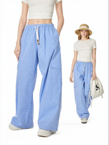 Turn Signal | Vintage Leisure Loose Check Pants Summer