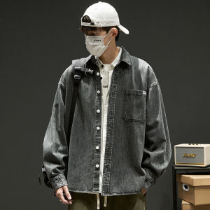 Áo Khoác Denim Nam Dáng Rộng Mùa Xuân Thu Phong Cách Mỹ Cổ Điển Áo Sơ Mi Giặt Nhẹ Áo Khoác Nam Mùa Thu