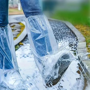 5 Pairs Extra Long Extra Thick Rain Boot Covers Disposable Elastic Shoe Cover