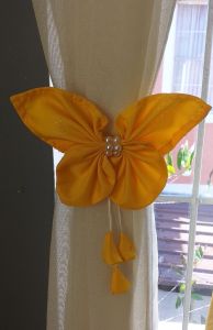 Butterfly Curtain Tiebacks in Teal Pink Blue Red with Bead Center for Window Treatment