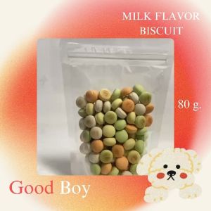 พร้อมส่ง Goodboy บิสกิตรสนมคละสีเม็ดกลม/รูปกระดูก ขนาด 80 กรัม
