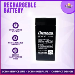 Goods Village 4V 4.5Ah Sealed Rechargeable Battery | LCL4V4.5P SLA Battery for Emergency Light Lantern & Backup Power