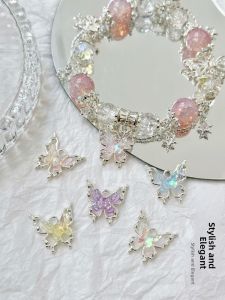 Handmade Alloy Pendant DIY Beading Material Butterfly Design Necklace Bracelet Jewelry Loose Beads Accessories Colorful Fashion