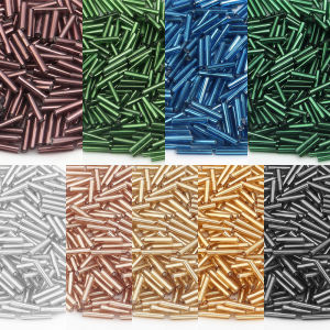 10-50g/lot Glass Rice Beads Hole Size 0.6mm Silver Filled Tube Beads Loose Spacer Seed Beads For DIY Jewelry Making Bracelet