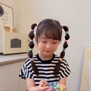 200Pcs Korean Daisy Colorful Hair Tie Set Scrunchies Towel Baby Kids Girls Ponytail Hair Band