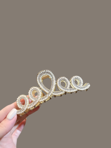 Luxurious Pearl Full Diamond Hair Clip Womens Summer Side Bangs Shark Bite Hair Clip Fashionable Hair Accessories