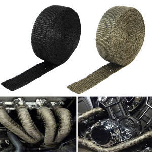 5M Motorcycle Exhaust Heat Shield Thermal Wrap Exhaust Pipe Fiberglass for Car Engine Exhaust with 4pcs Stainless Ties
