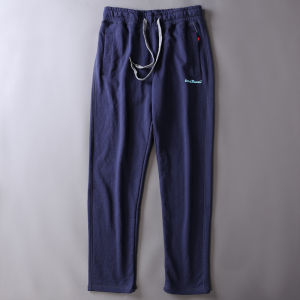 Spring Autumn New Mens Pure Cotton Elastic Waist Loose Casual Sports Pants Trendy Long Trousers Youth Popular Straight Leg