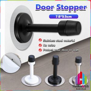 Homehub Stainless Steel Rubber Door Plug No Punch Wall Mounted Silver Black Door Plug